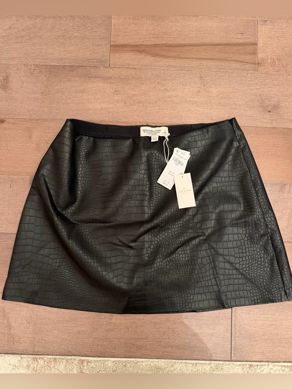 Abercrombie & Fitch Black Faux Croc Mini Skirt